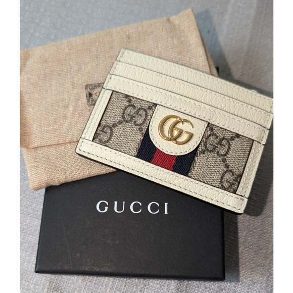 Gucci Ophidia GG White Blue/Red Stripe Card Case with box (New) - Picture 6 of 6